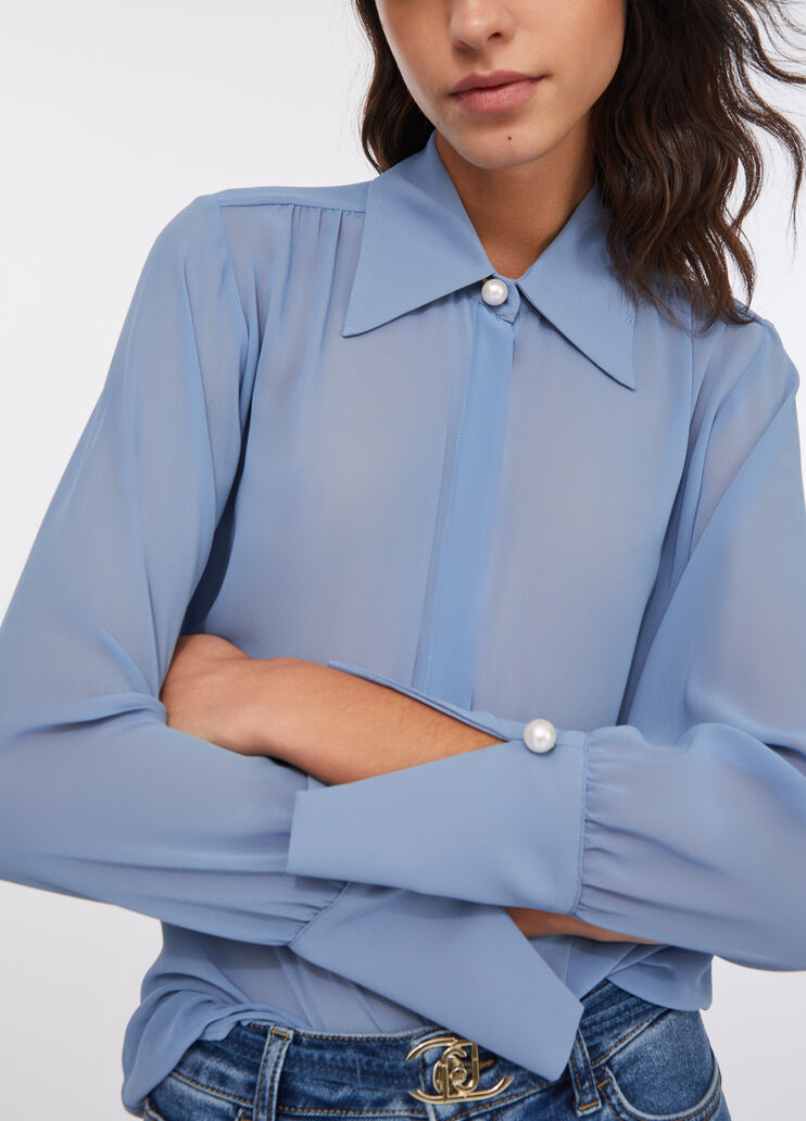Shirt with beads light blue Liu Jo - large image number 3