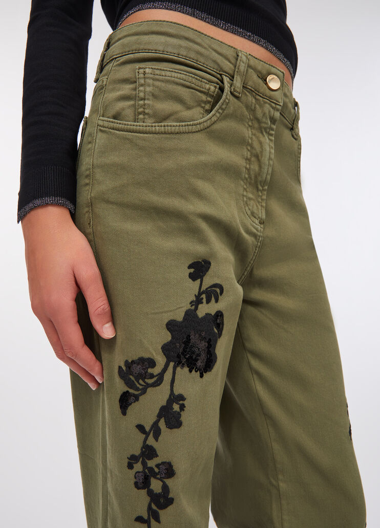 Pantalon avec broderies vert Liu Jo - medium