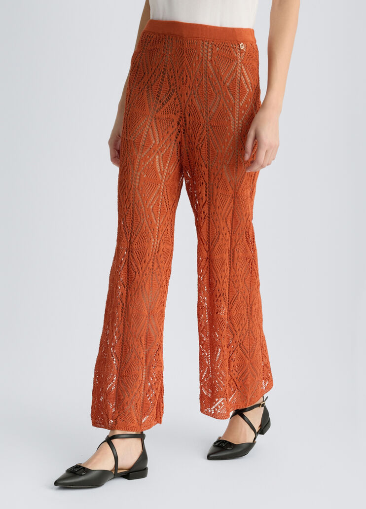 Crochet trousers terracotta Liu Jo - large image number 3 Crochet trousers terracotta Liu Jo - large image number 3