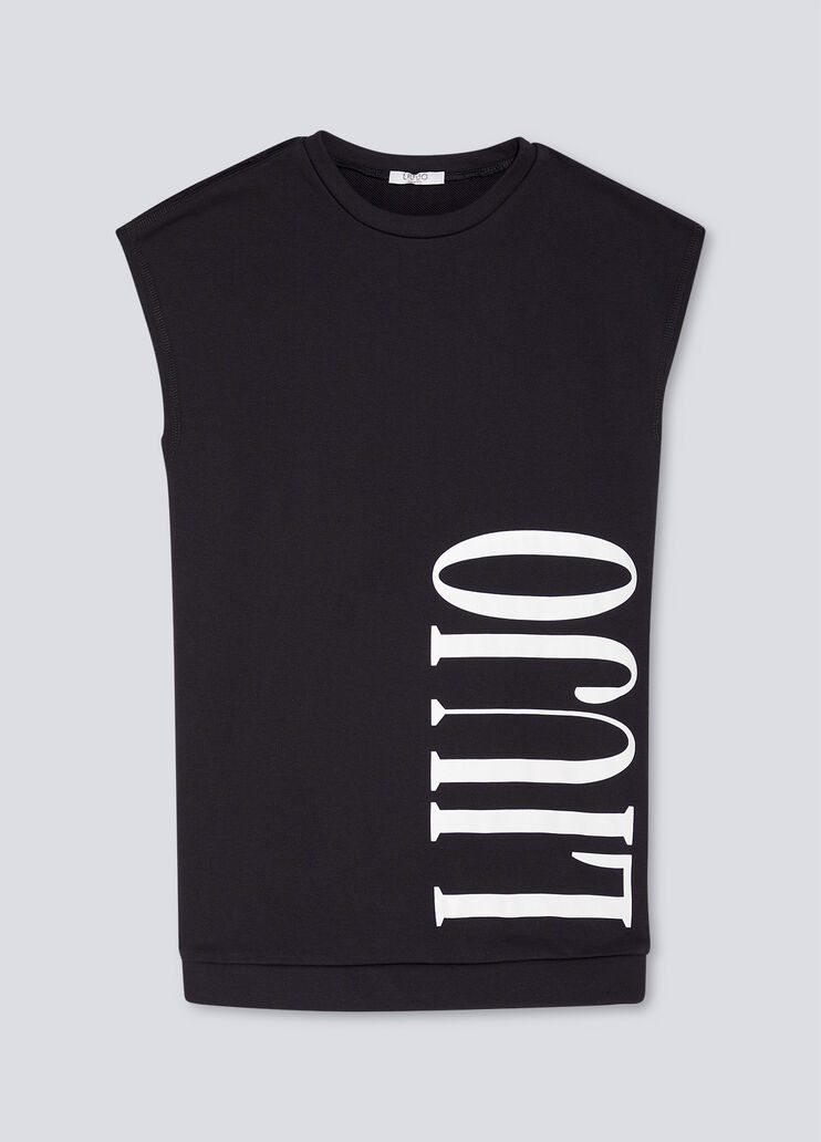 Vestido de felpa con logotipo negro Liu Jo - large image number 0