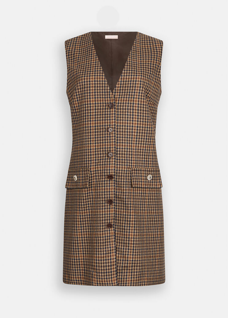 Short chequered dress beige Liu Jo - large image number 6