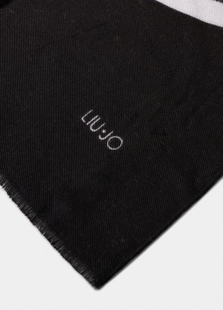 Shawl with logo black Liu Jo - large image number 3