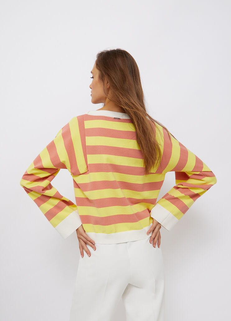 Streifenpullover mit Brosche Gelb/Rosa Liu Jo - large image number 1
