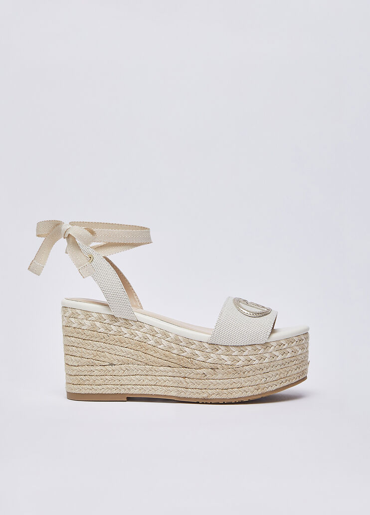 Sandalias de cu&ntilde;a con logotipo de monograma blanco Liu Jo - medium