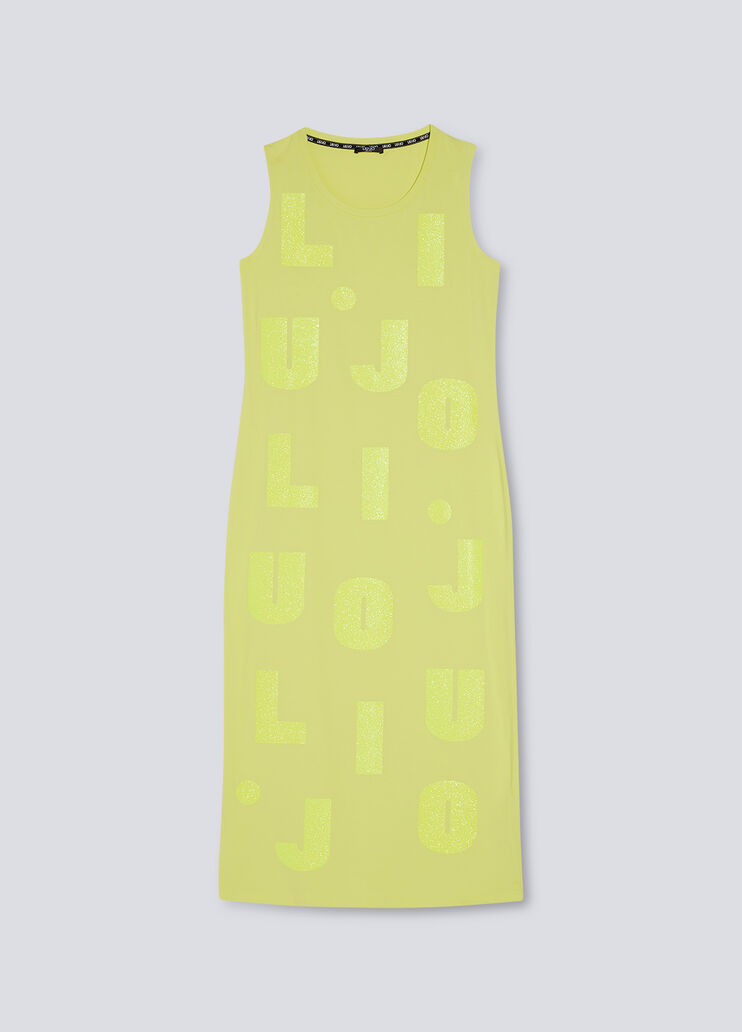 Long dress with glitter logo yellow Liu Jo - large image number 4 Long dress with glitter logo yellow Liu Jo - large image number 4
