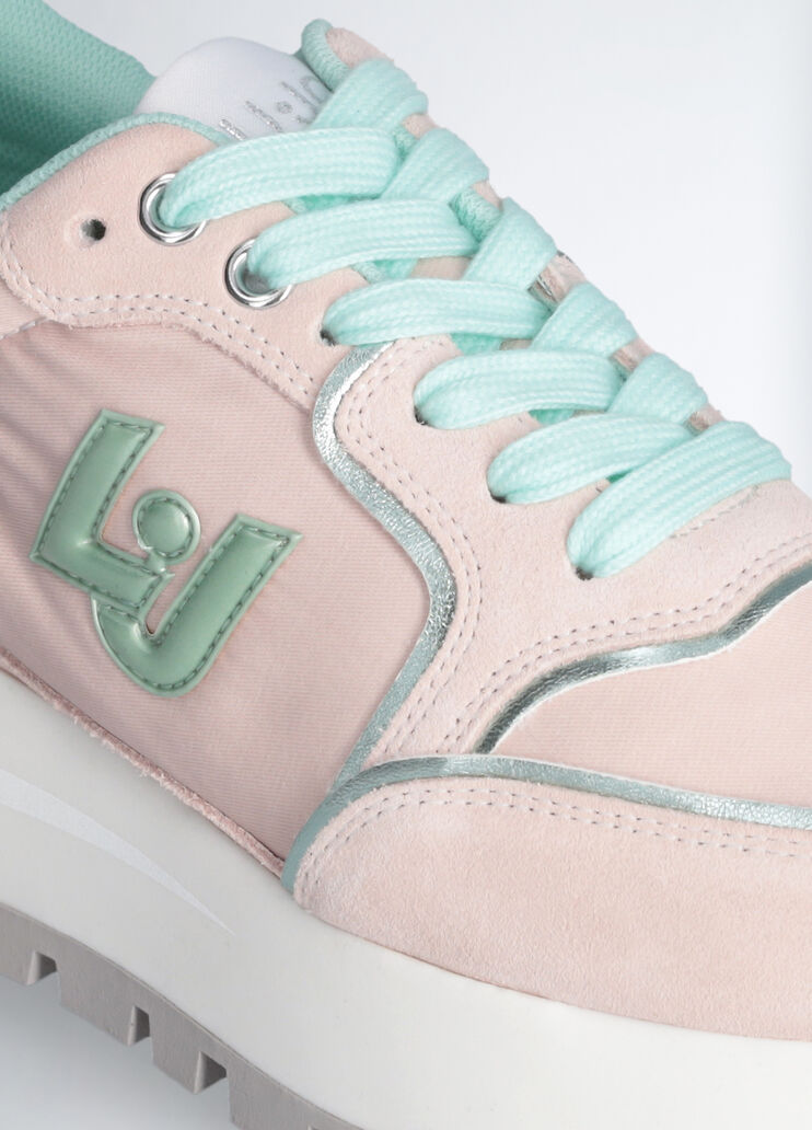 Platform sneakers in suede and nylon Pink/Light Blue Liu Jo - large image number 4 Platform sneakers in suede and nylon Pink/Light Blue Liu Jo - large image number 4