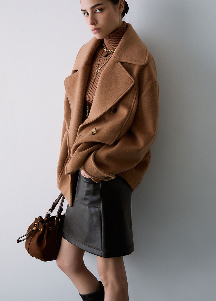 Short double-breasted wool coat beige Liu Jo - medium