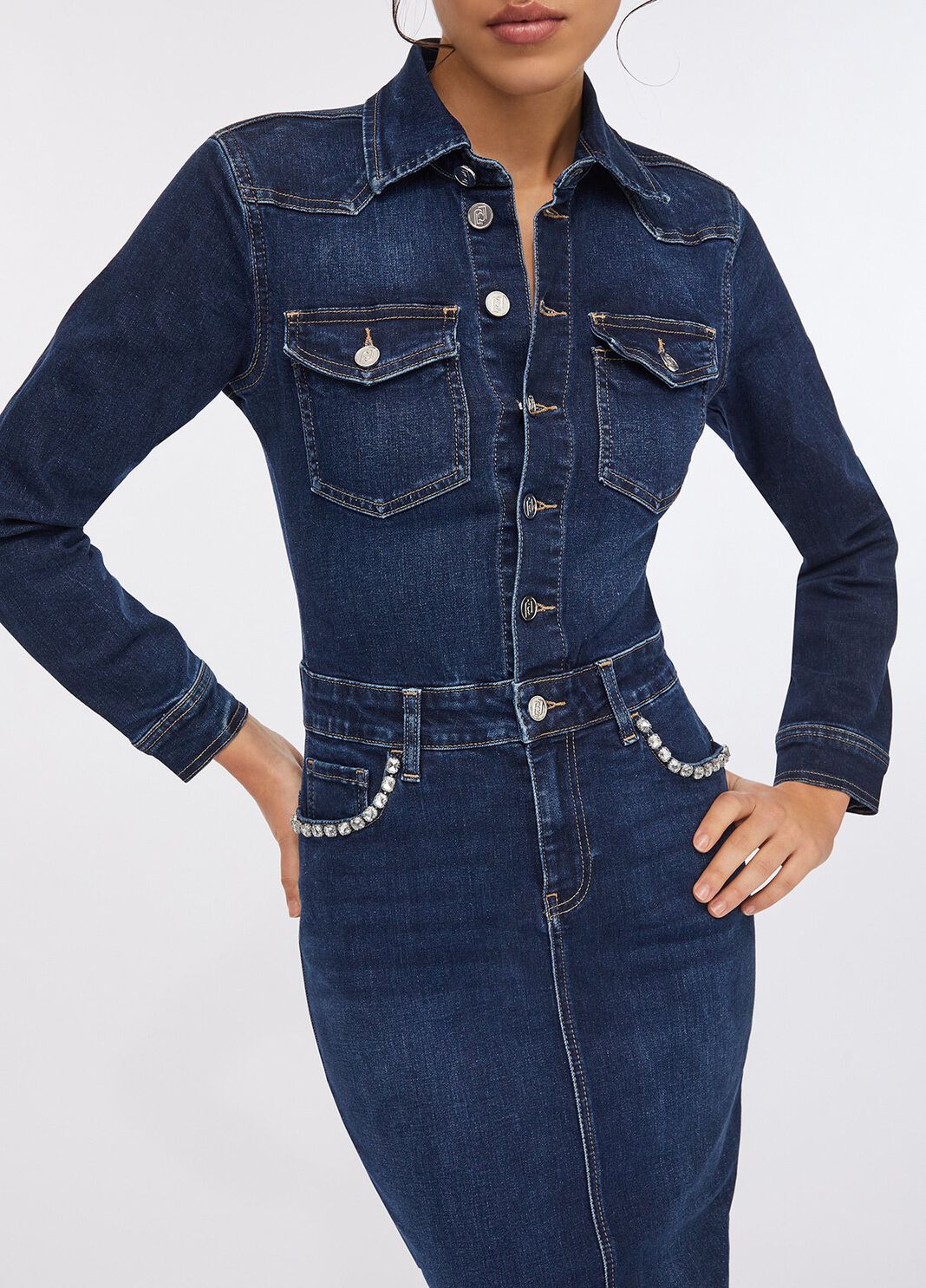 Shirt dress in denim dark blue denim Liu Jo - large image number 2