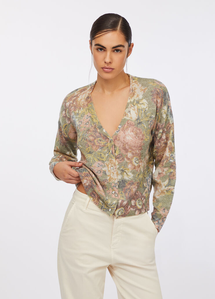 Alpaca and wool blend cardigan sanderson print Liu Jo - large image number 0