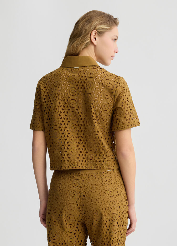 Cropped sangallo shirt caramel Liu Jo - large image number 1 Cropped sangallo shirt caramel Liu Jo - large image number 1