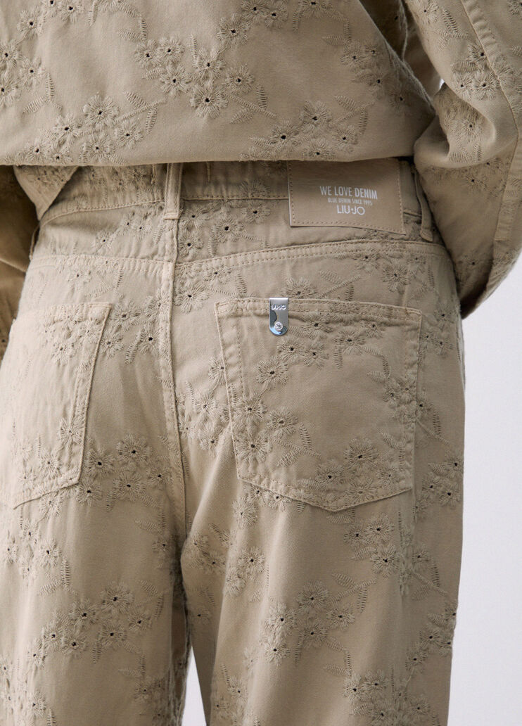 Pantalon en dentelle Saint-Gall beige Liu Jo - medium