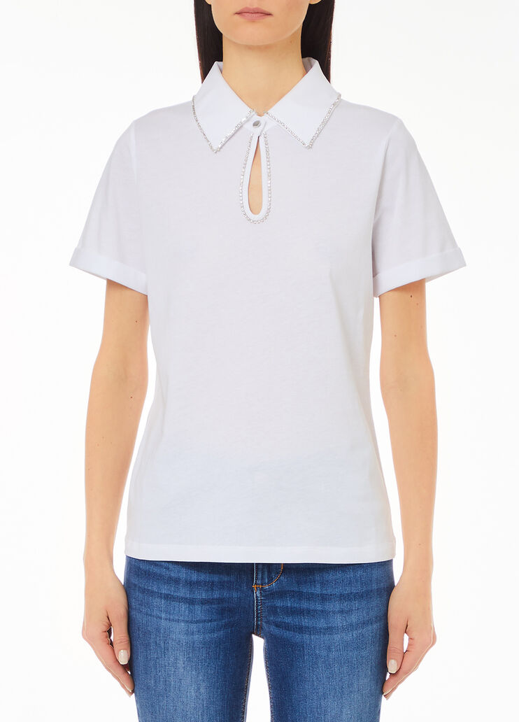 Polo shirt with rhinestones white Liu Jo - medium Polo shirt with rhinestones white Liu Jo - medium