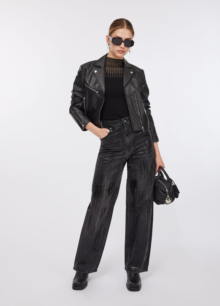 Leather biker jacket black Liu Jo - large image number 5