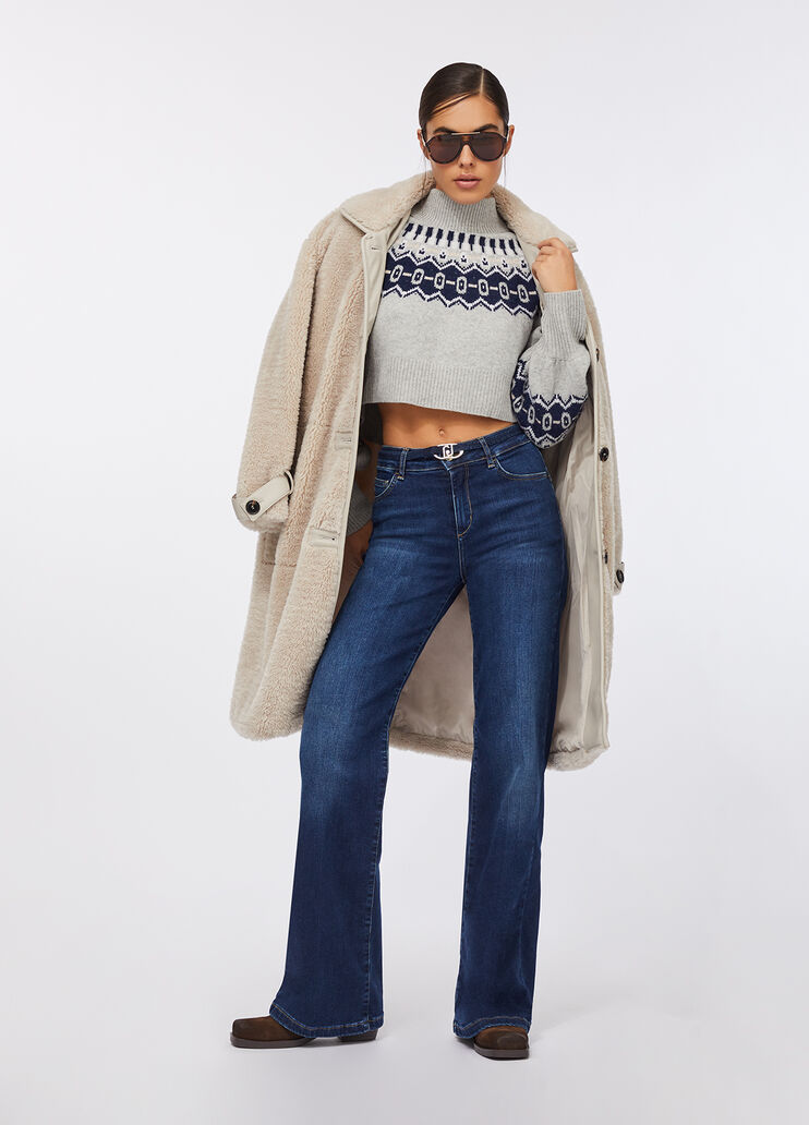 Flared jeans with belt dark blue denim Liu Jo - medium