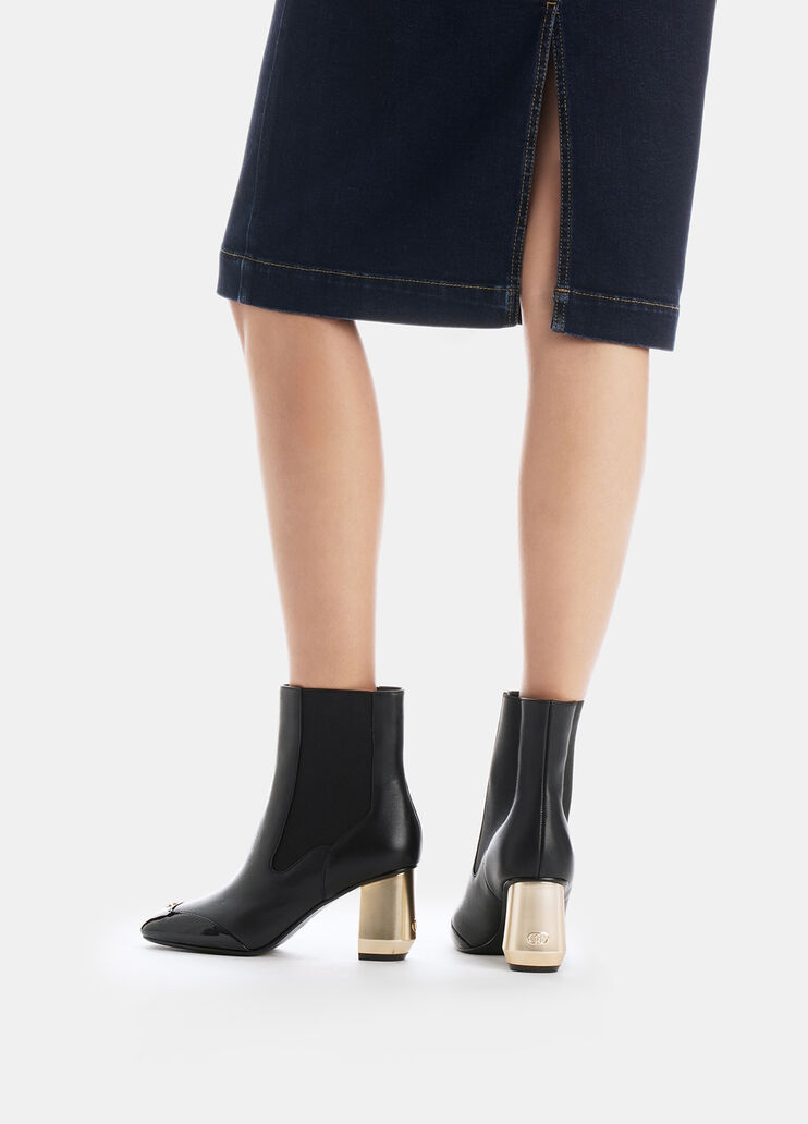 Leather ankle boots with logo black Liu Jo - large image number 0