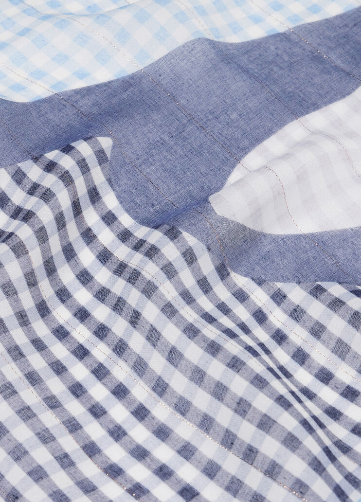 Foulard with chequered print and logo gingham blue Liu Jo - medium