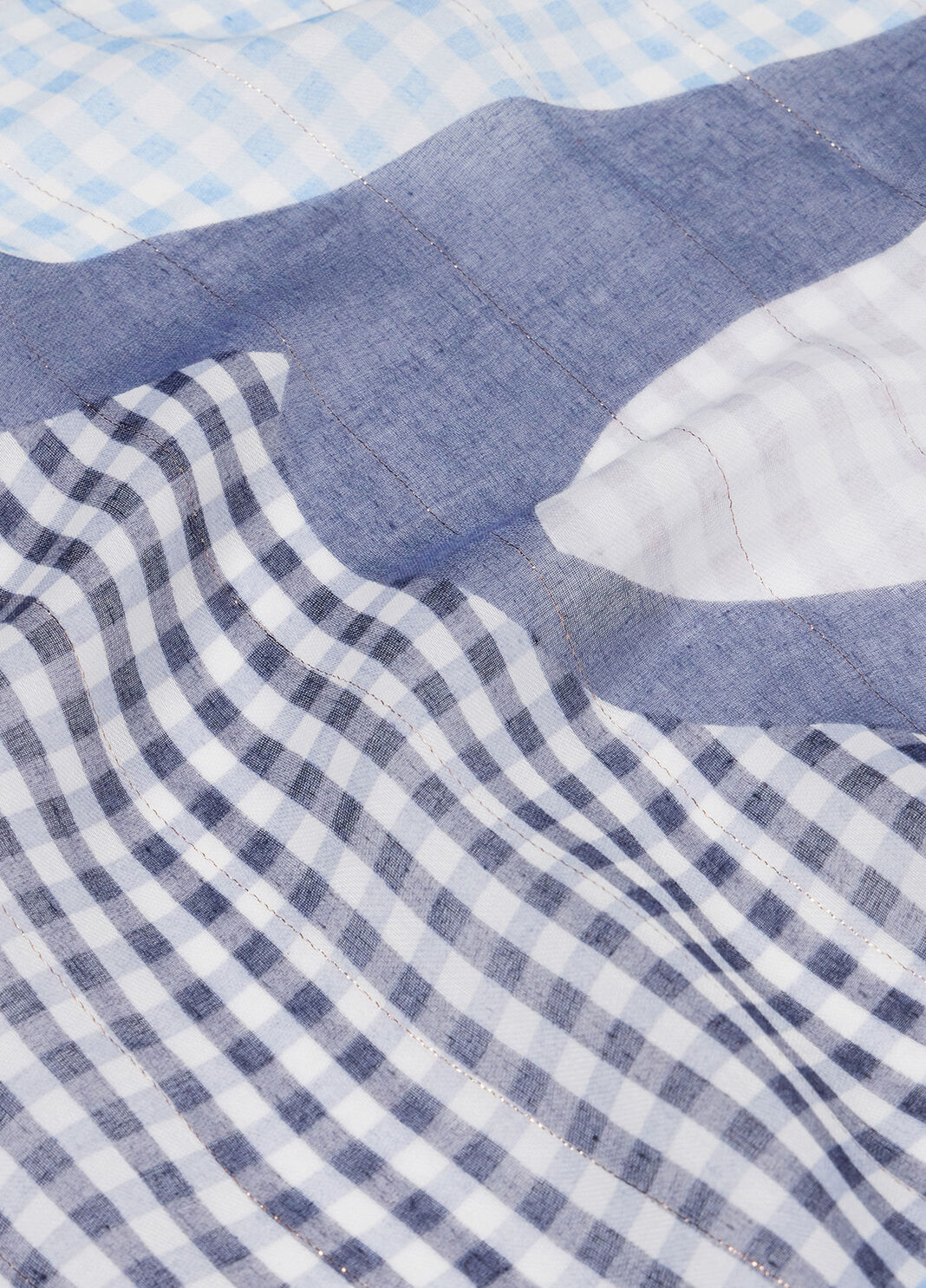 Foulard with chequered print and logo gingham blue Liu Jo - large image number 3