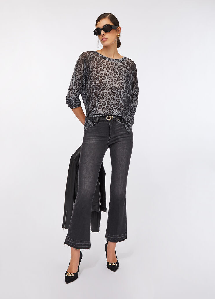 Lurex®-Pullover Graues Animal-Muster Liu Jo - medium