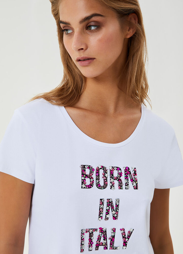 T-shirt with precious stones Pink Liu Jo - large image number 2