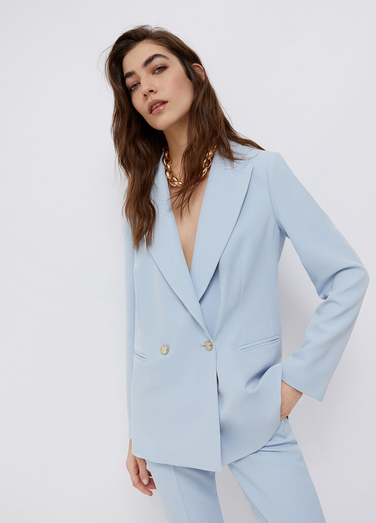 Long-line double-breasted blazer light blue Liu Jo - large image number 0 Long-line double-breasted blazer light blue Liu Jo - large image number 0