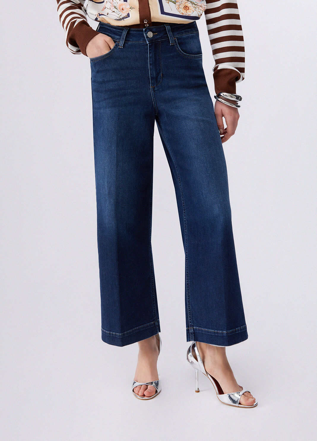 Flared jeans with rhinestones dark blue denim Liu Jo - large image number 0