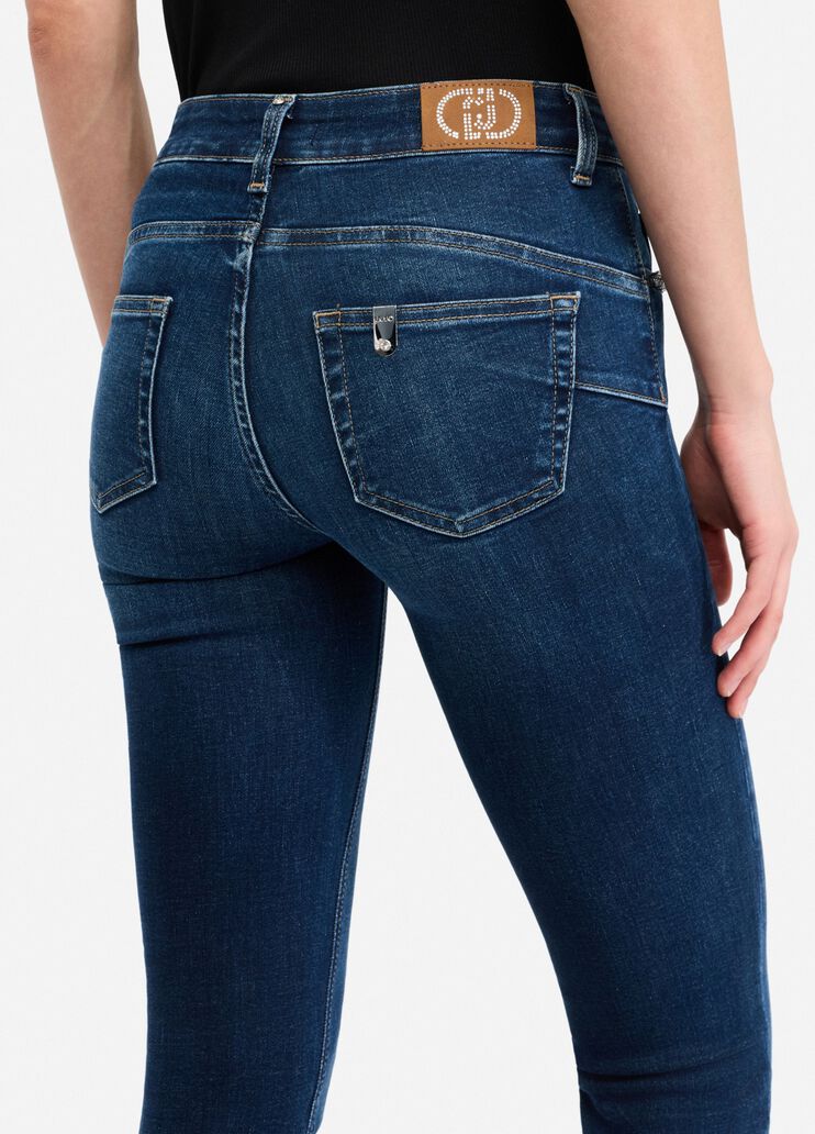 Slim jeans with gemstones dark blue denim Liu Jo - large image number 4 Slim jeans with gemstones dark blue denim Liu Jo - large image number 4