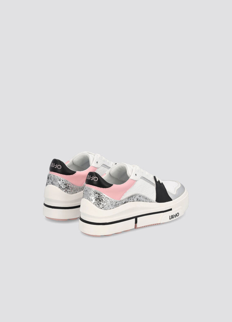 Sneakers con logo monogram bianco/rosa/nero Liu Jo - large image number 2 Sneakers con logo monogram bianco/rosa/nero Liu Jo - large image number 2