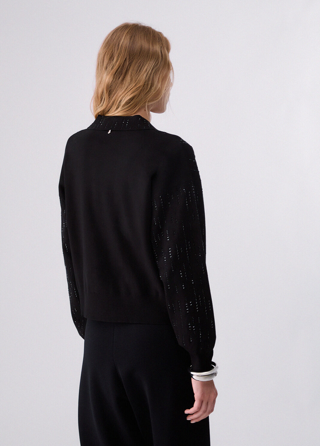 Sweater with jewel embroidery black/gemstones Liu Jo - large image number 1