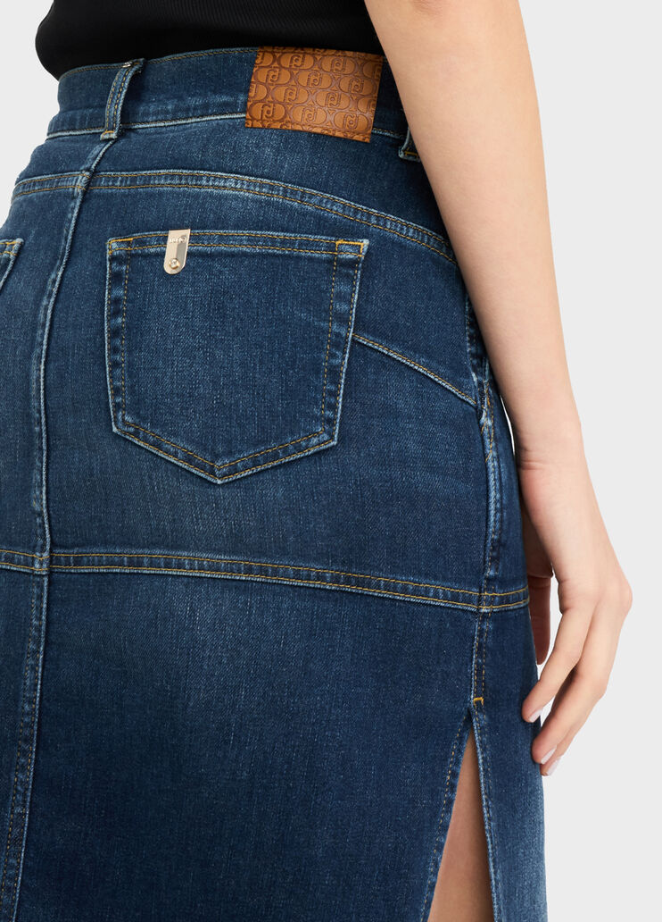 Jeansrock mit Schlitzen Helles Denimblau Liu Jo - large image number 4 Jeansrock mit Schlitzen Helles Denimblau Liu Jo - large image number 4