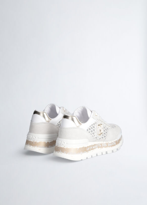 Plateau-Sneaker aus Lurex®-Mesh Farbe Weiß | Liu Jo