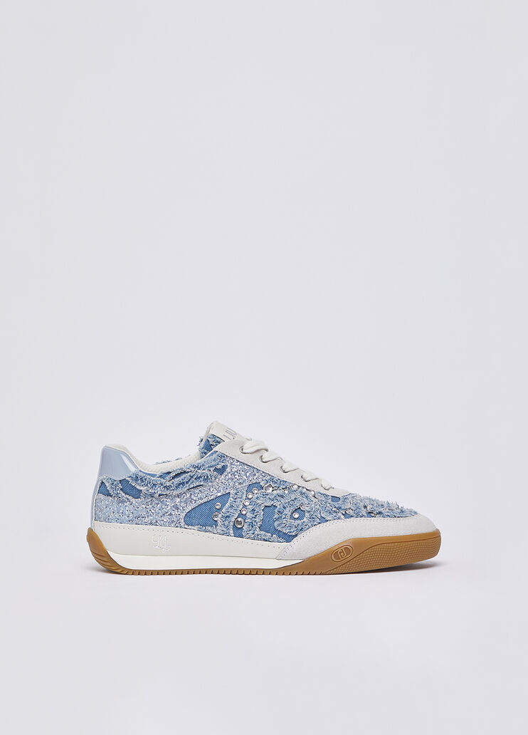Sneakers en denim avec pierres fantaisie bleu fonc&eacute; Liu Jo - medium