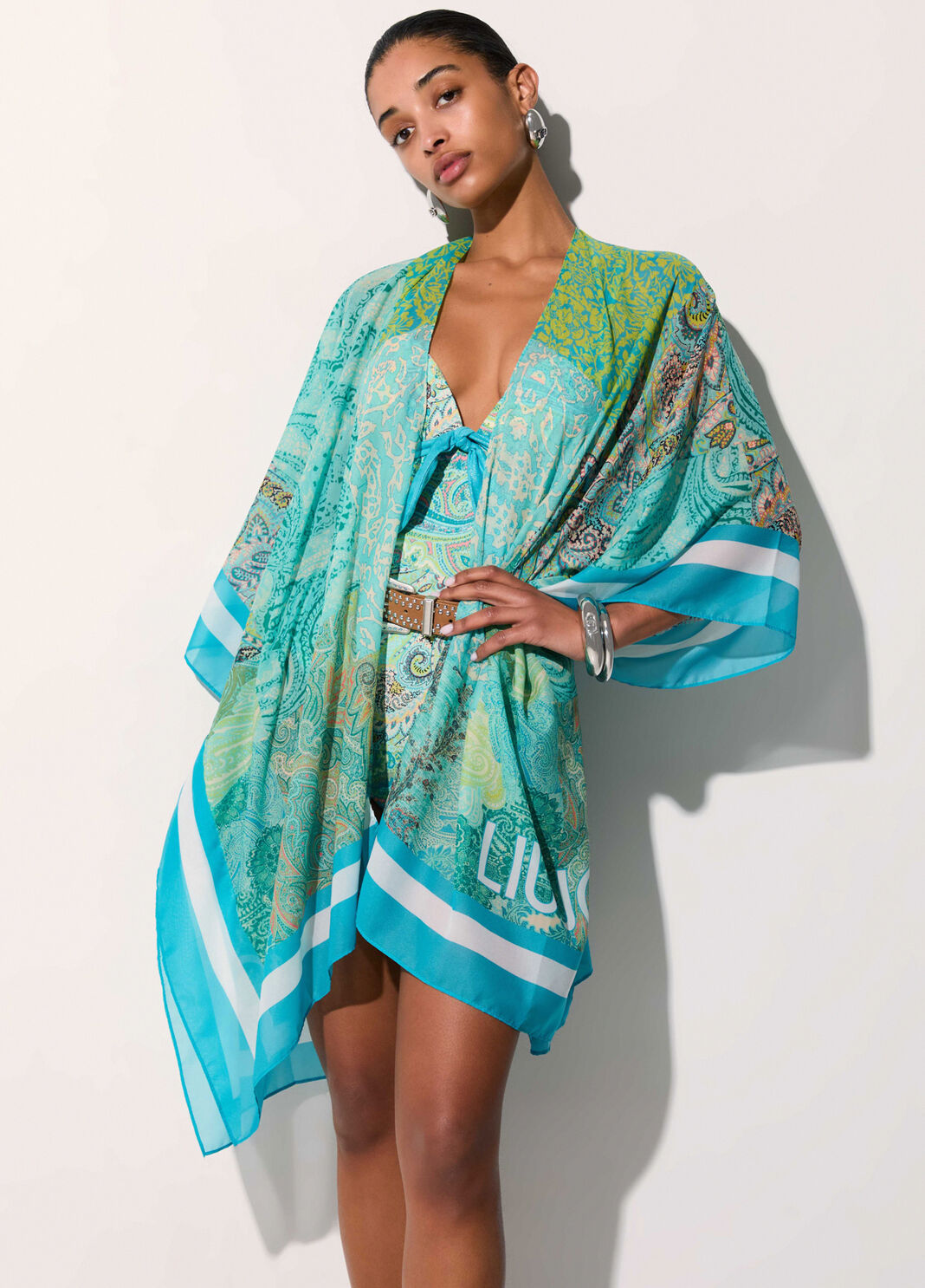 Kaftan aus bedrucktem Chiffon Aquagr&uuml;n Liu Jo - large image number 0