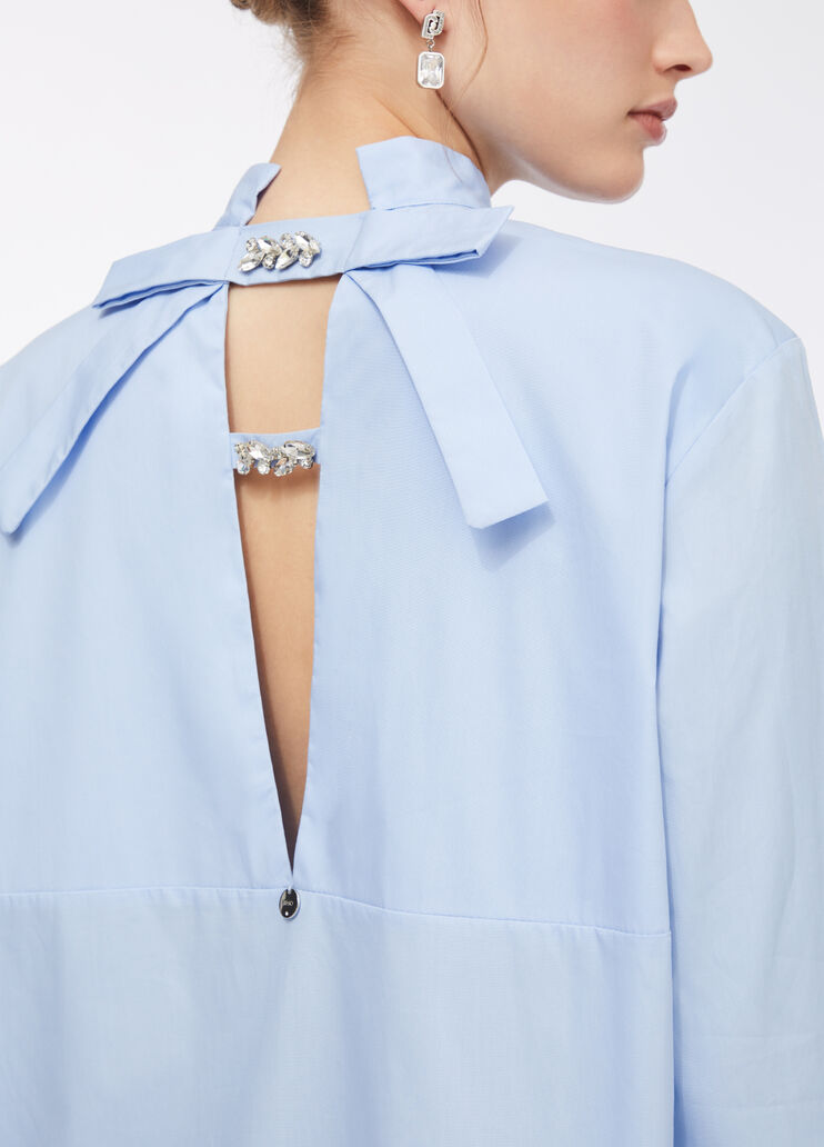 Shirt with bejewelled bow light blue Liu Jo - medium