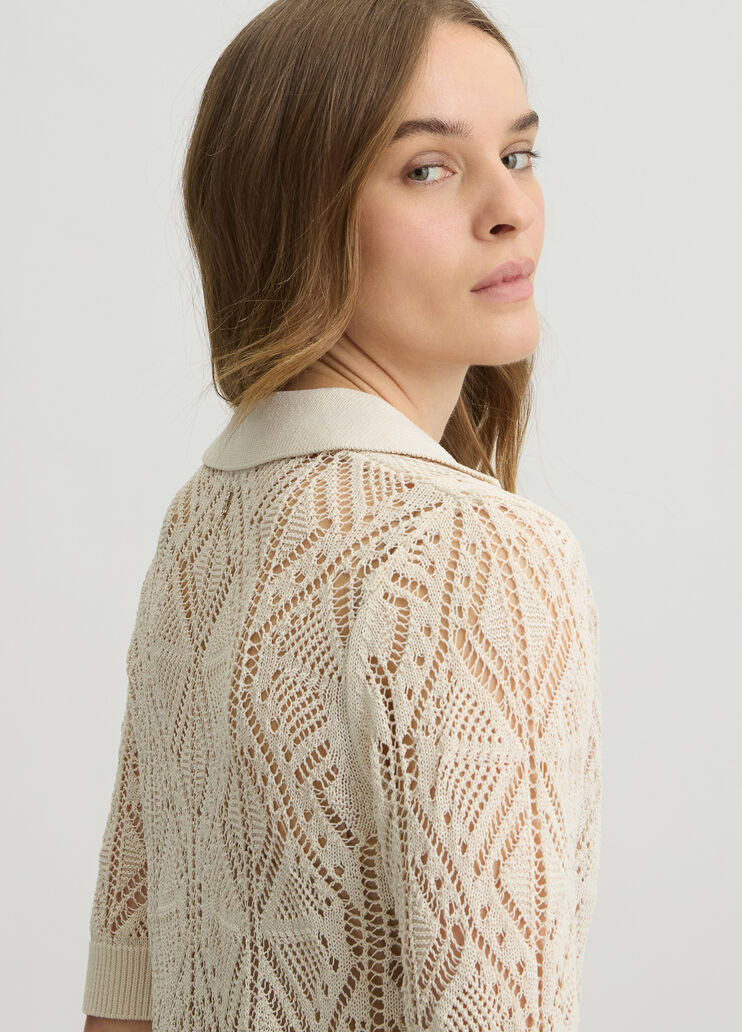 Cotton-blend crochet jumper light beige Liu Jo - large image number 4 Cotton-blend crochet jumper light beige Liu Jo - large image number 4