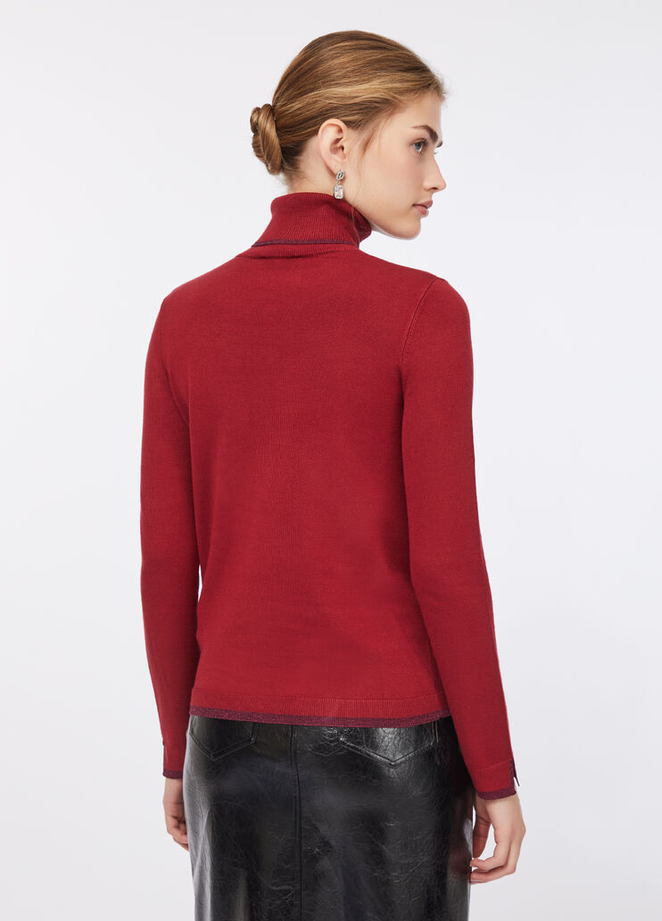 Polo-neck with lurex® details red Liu Jo - large image number 1