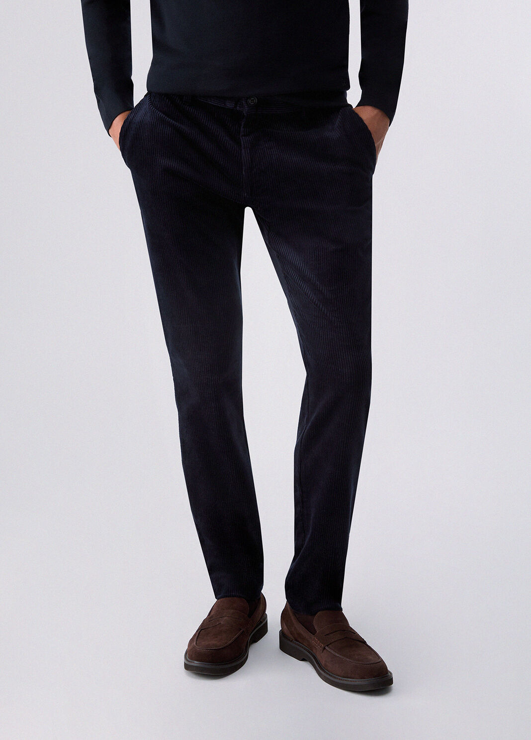 Slim fit velvet trousers dark blue Liu Jo - large image number 0