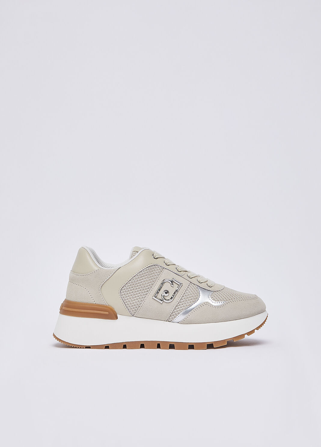  Suede and mesh platform sneakers beige Liu Jo - large image number 0