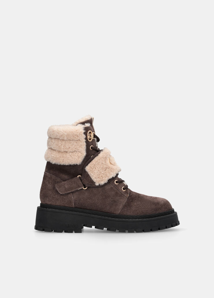Suede combat boots with warm details ebony Liu Jo - medium Suede combat boots with warm details ebony Liu Jo - medium