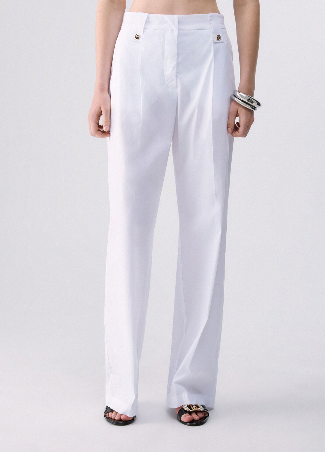 Straight-leg poplin trousers white Liu Jo - large image number 0