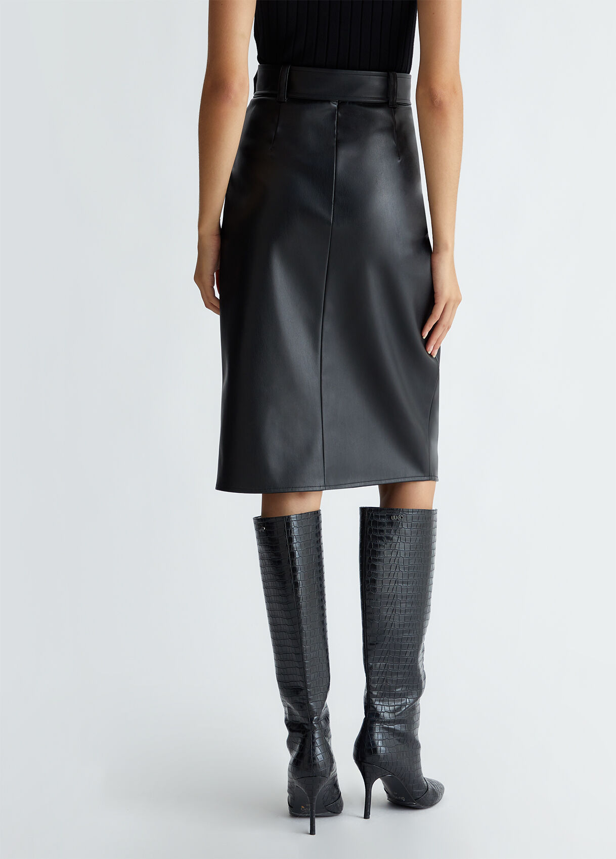 Coated fabric midi skirt colour black | Liu Jo