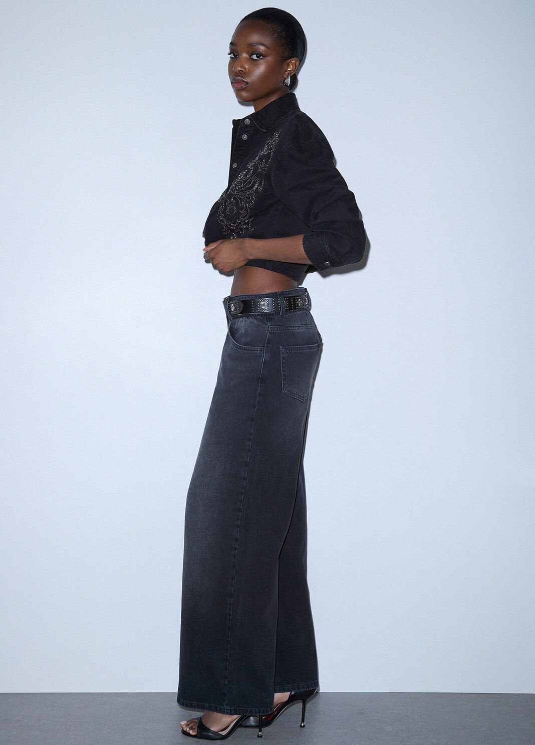 Flare Jeans with Belt black denim Liu Jo - large image number 3