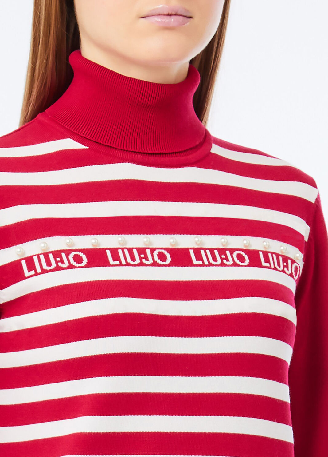 Jersey de cuello alto a rayas rojo cereza Liu Jo - large image number 2