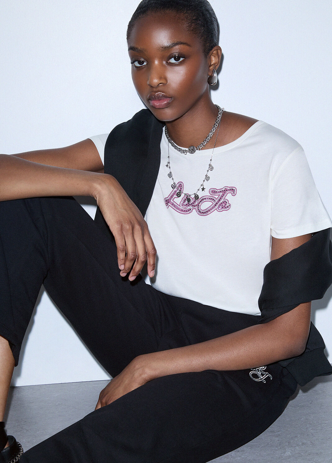 Jersey T-shirt with Logo white wool Liu Jo - large image number 3