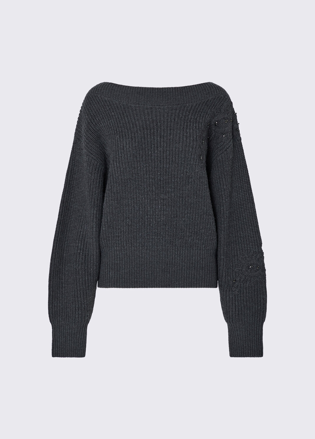 Knit in wool with embroidery anthracite m&eacute;lange Liu Jo - large image number 6