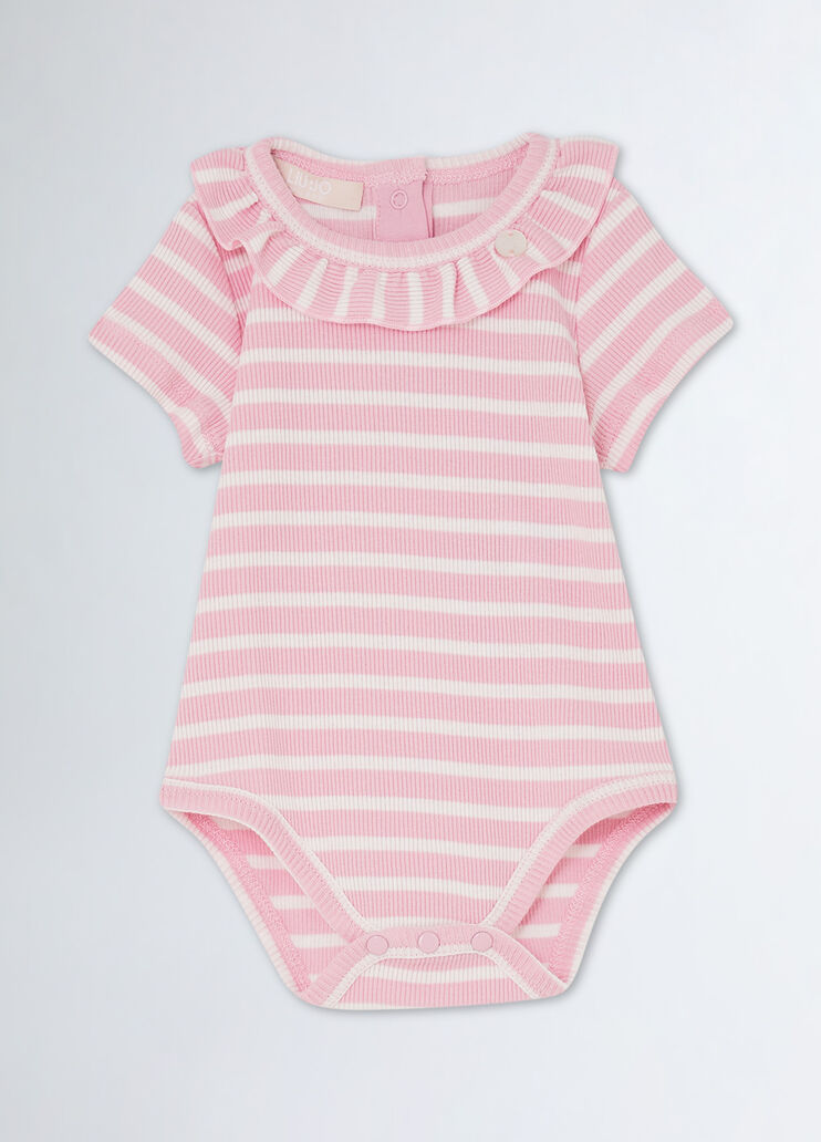 Striped romper suit with flounces pink Liu Jo - medium Striped romper suit with flounces pink Liu Jo - medium