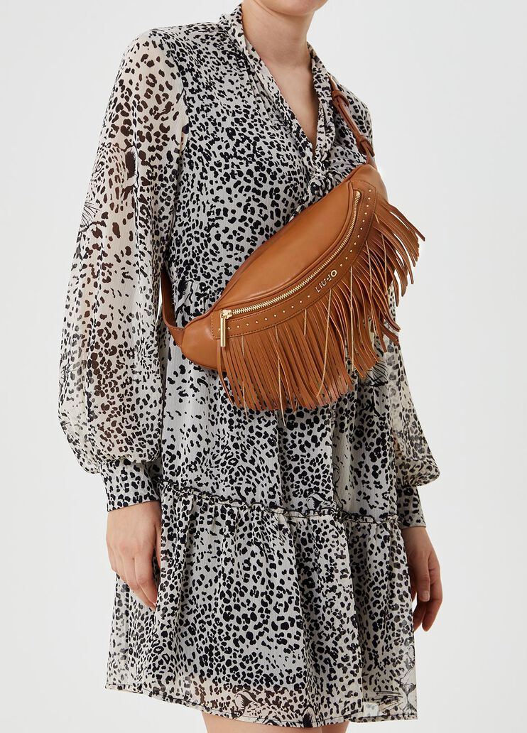Pouch bag with fringes and studs Brown Liu Jo - large image number 1