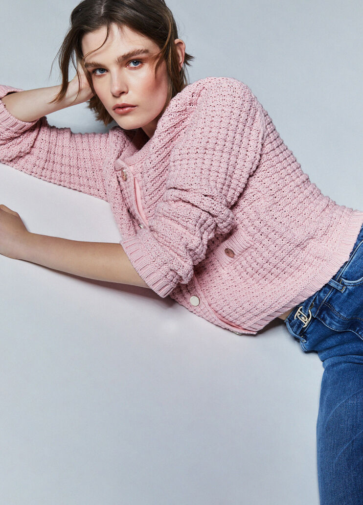 Bark-stitch cardigan powder pink Liu Jo - medium