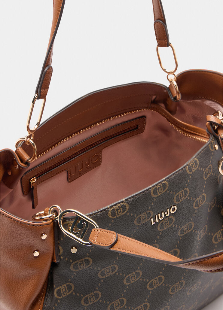Medium tote bag with logo gingerbread Liu Jo - large image number 3