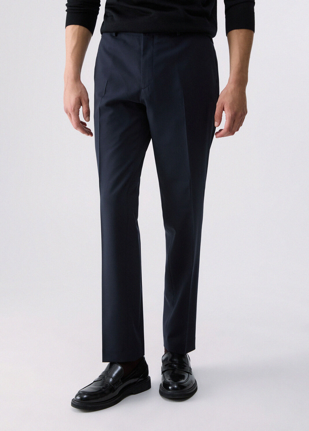 Trousers tapered fit in a wool blend dark blue Liu Jo - large image number 0
