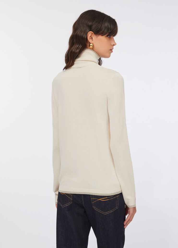 Rollkragenpullover mit Details aus Lurex&reg; Hellbeige Liu Jo - large image number 1